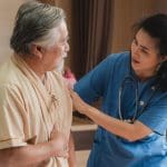 Senior man in skilled nursing center